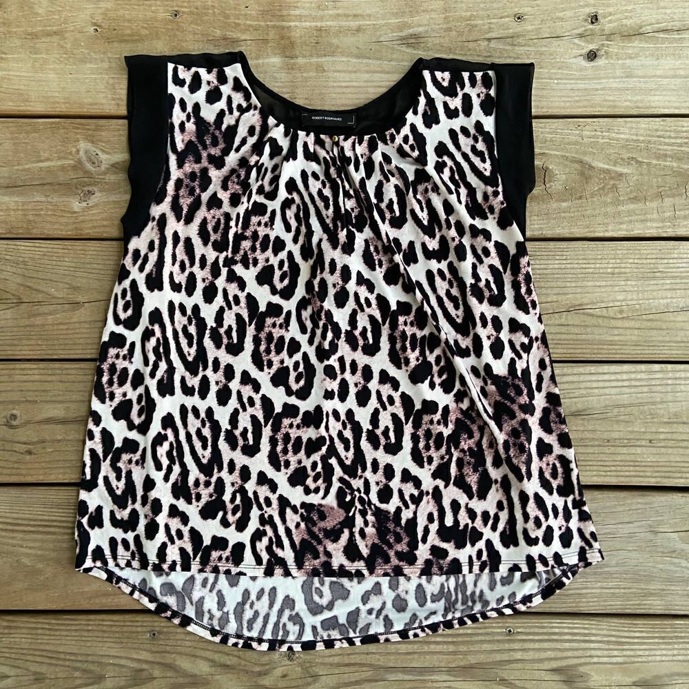 Robert Rodriguez Leopard Print Sleeveless Blouse